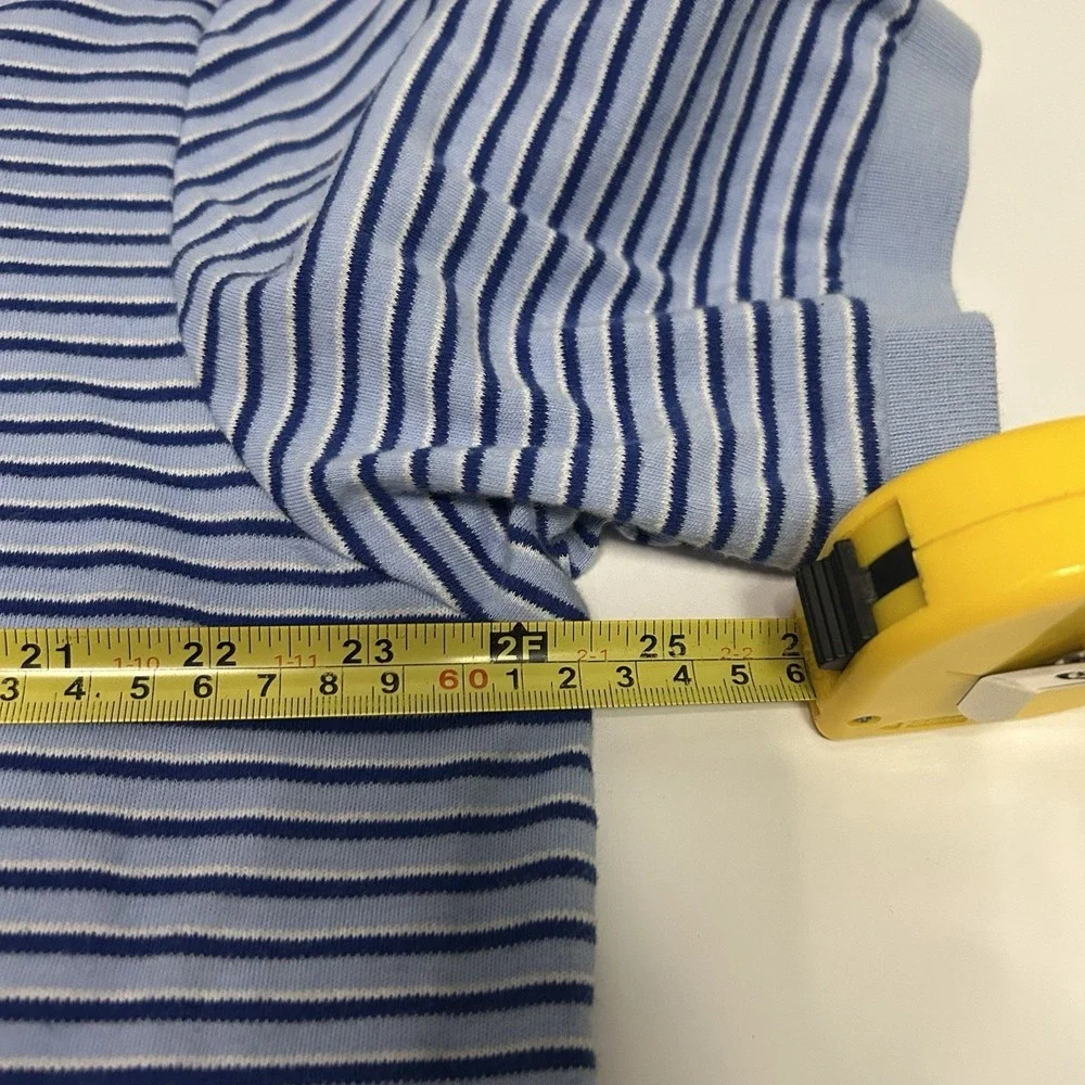 Polo‎ Ralph Lauren Polo Shirt Men's XL Blue Striped Short Sleeve Yellow Pony